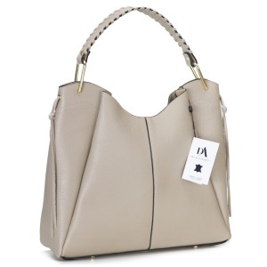 Geanta dama din piele naturala DiAmanti Abrianna Taupe Deschis D1532